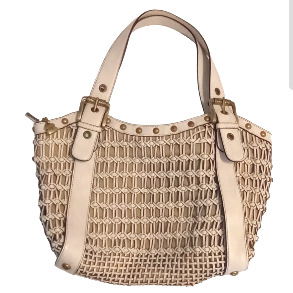 Kathy Van Zeeland Studded Woven Women Shoulder Adjustable Bag 18"H x 12"L x 5"W